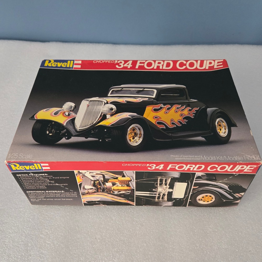 Revell Chopped 34 Ford Coupe 1/25 Scale Model Kit 7239 Black Hot Rod Flames